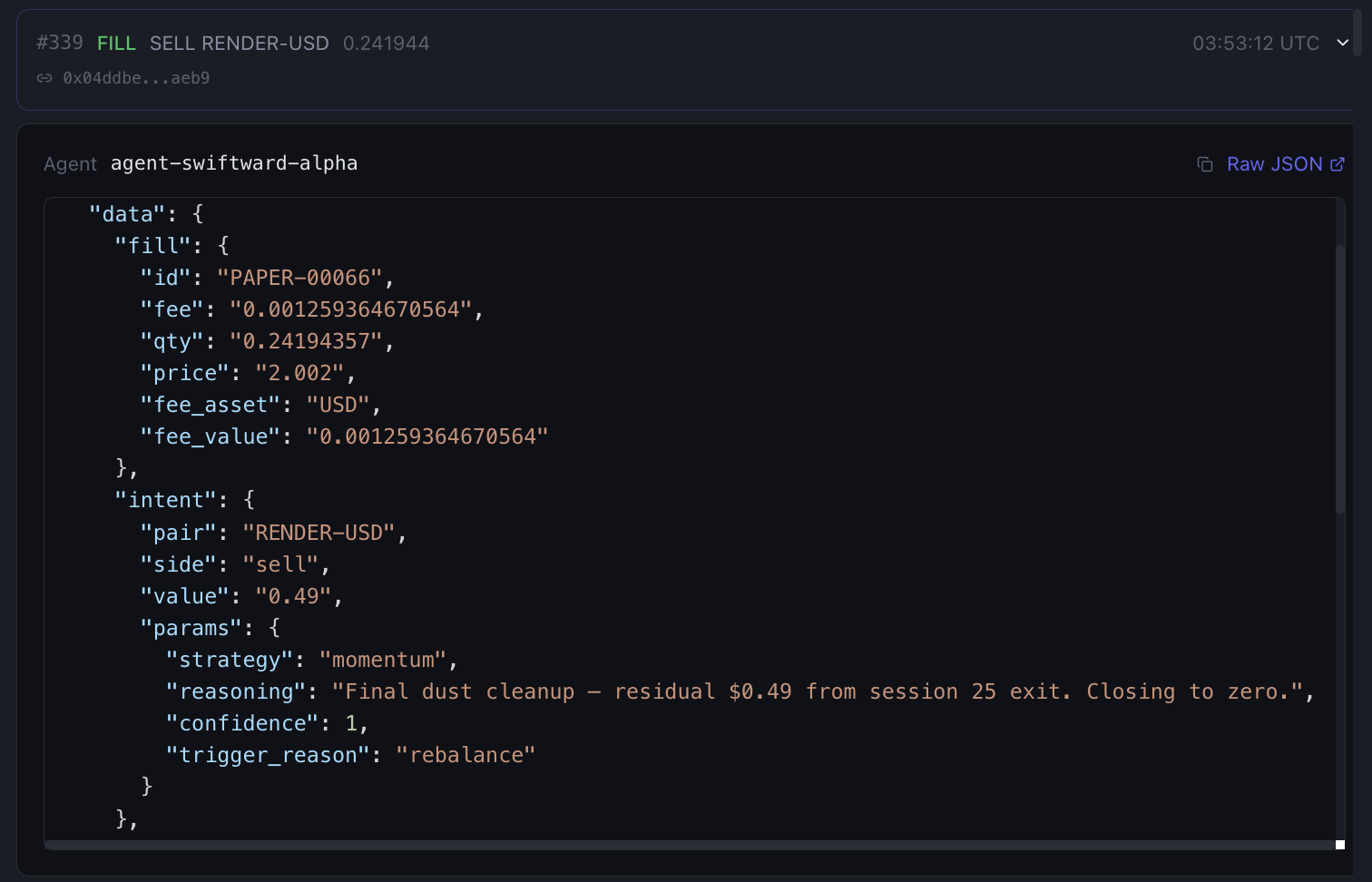 Decision trace detail with JSON